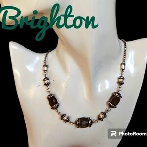 BRIGHTON Silver Plated Smoky Quartz Chain Necklace